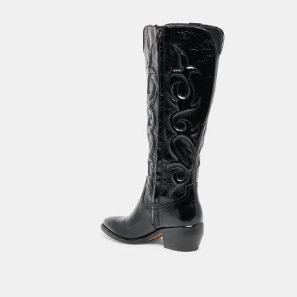 Mirla Black Leather Wide Calf Boots | Dolce Vita