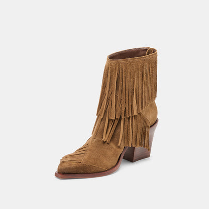 Torey Chestnut Suede Booties | Dolce Vita