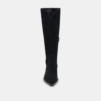 Raj Boots in Onyx Suede | Women's Onyx Suede Knee-High Boots
 – Dolce Vita | Dolce Vita