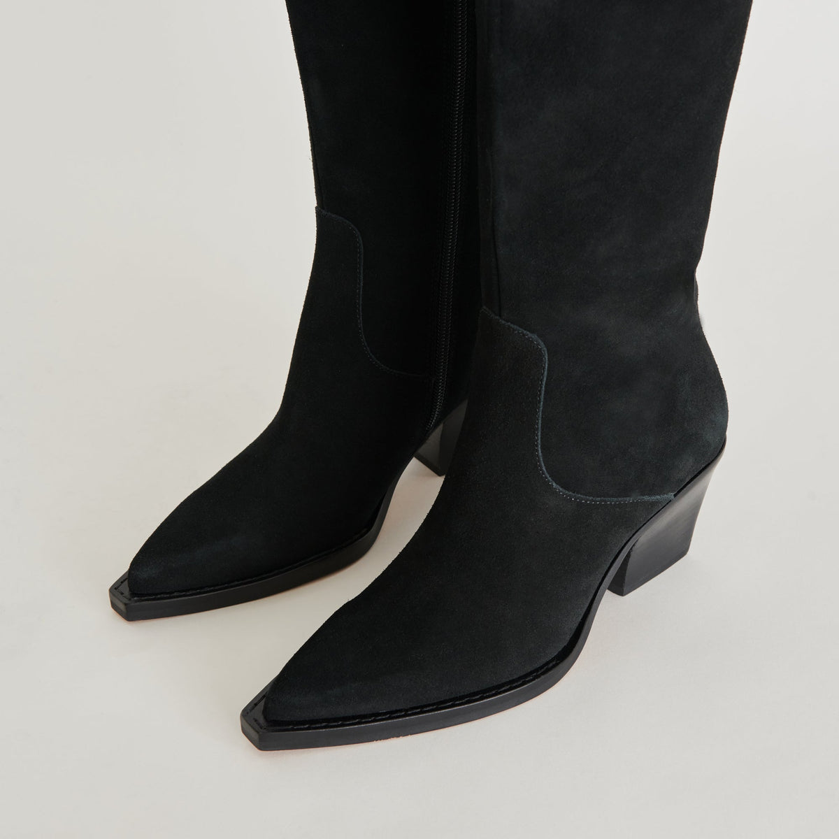 Raj Boots in Onyx Suede | Women's Onyx Suede Knee-High Boots
 – Dolce Vita | Dolce Vita