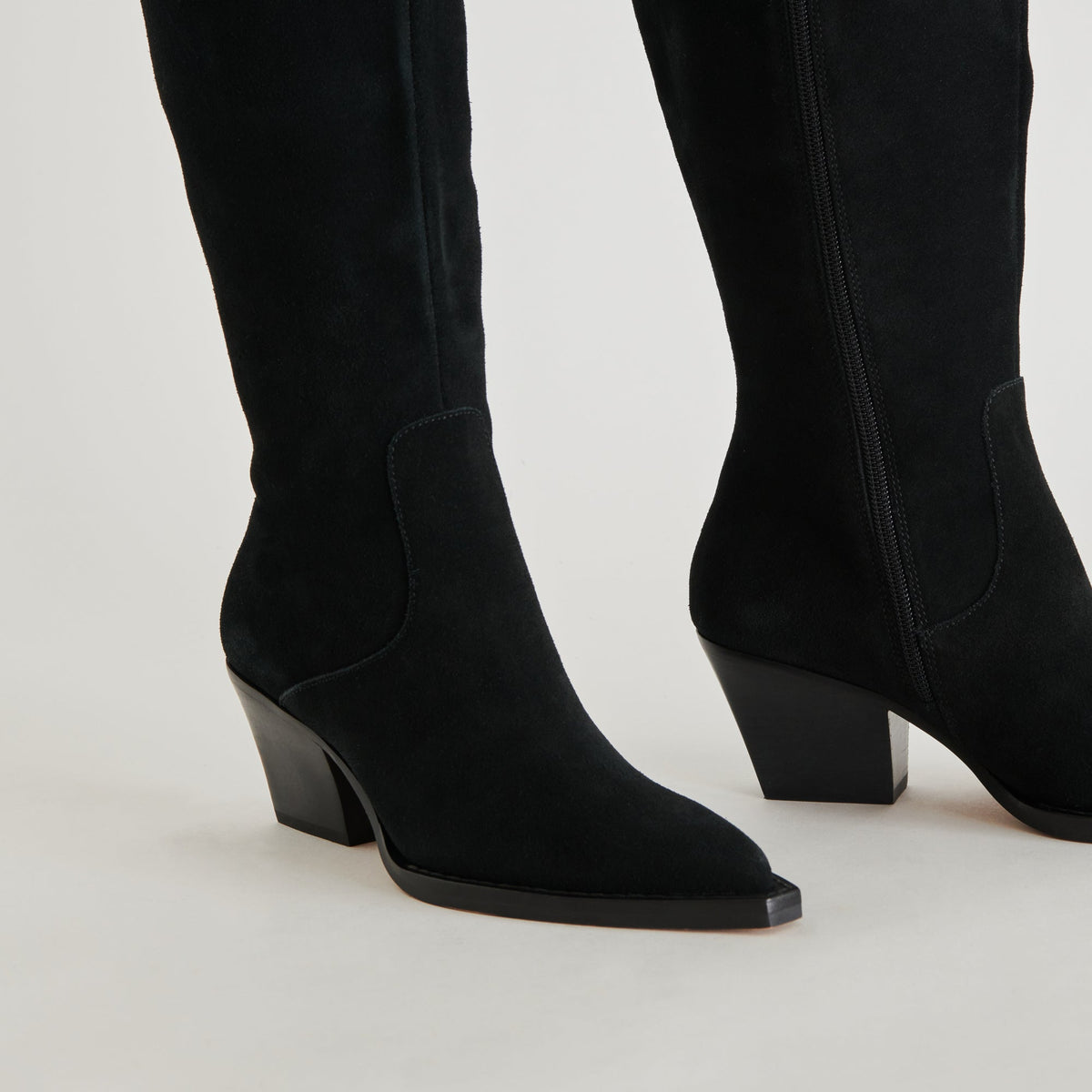 Raj Boots in Onyx Suede | Women's Onyx Suede Knee-High Boots
 – Dolce Vita | Dolce Vita