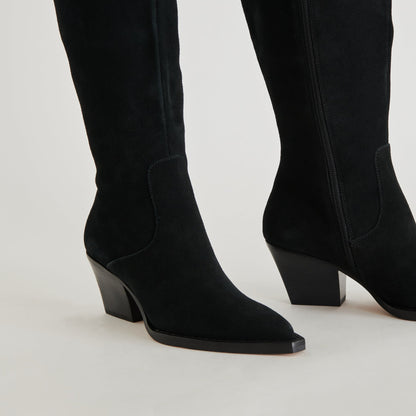 Raj Boots in Onyx Suede | Women's Onyx Suede Knee-High Boots
 – Dolce Vita | Dolce Vita