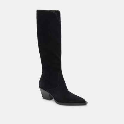 Raj Boots in Onyx Suede | Women's Onyx Suede Knee-High Boots
 – Dolce Vita | Dolce Vita