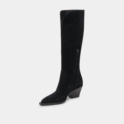 Raj Boots in Onyx Suede | Women's Onyx Suede Knee-High Boots
 – Dolce Vita | Dolce Vita