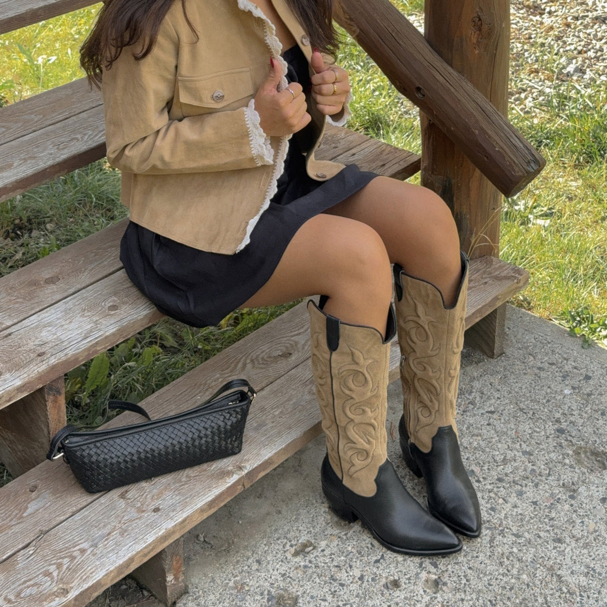 Mirla Black Multi Leather Boots | Dolce Vita
