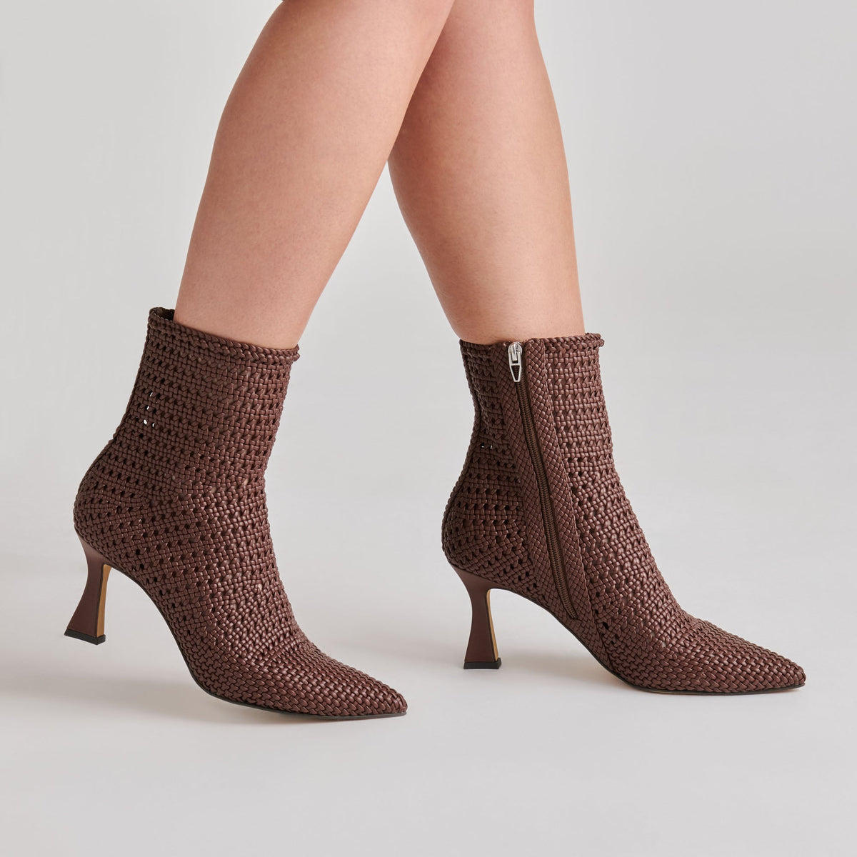 Embry Brown Woven Stella Booties | Dolce Vita