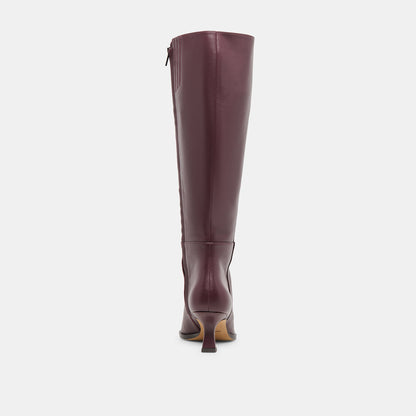 Auggie Wine Leather Wide Calf Boots | Dolce Vita