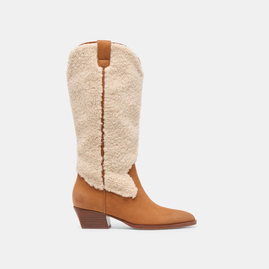 Mykel Plush Caramel Nubuck Boots | Dolce Vita