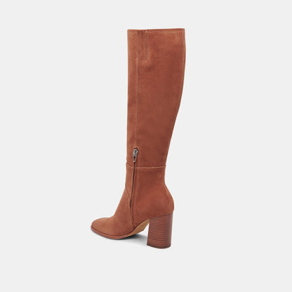 FYNN Wide Calf Boots DK Brown Suede | Brown Suede Knee-High Boots
 – Dolce Vita | Dolce Vita