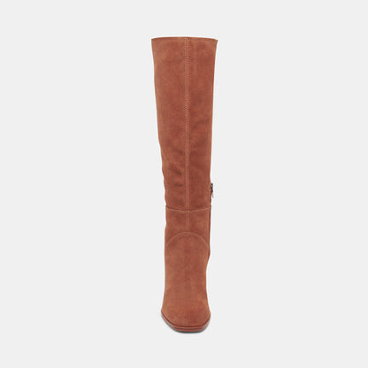 FYNN Wide Calf Boots DK Brown Suede | Brown Suede Knee-High Boots
 – Dolce Vita | Dolce Vita