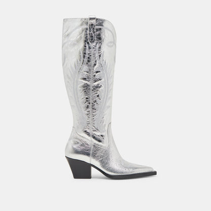 Ryatt Extra Wide Calf Silver Boots | Distressed Leather Boots
 – Dolce Vita | Dolce Vita