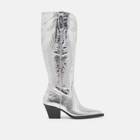 Ryatt Extra Wide Calf Silver Boots | Distressed Leather Boots
 – Dolce Vita | Dolce Vita