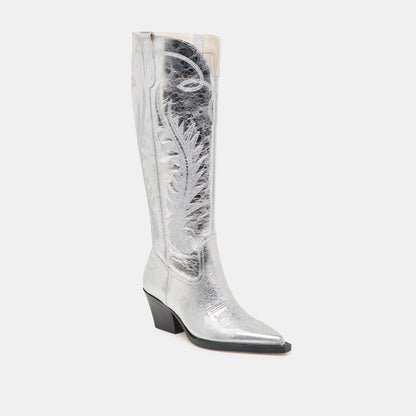 Ryatt Extra Wide Calf Silver Boots | Distressed Leather Boots
 – Dolce Vita | Dolce Vita