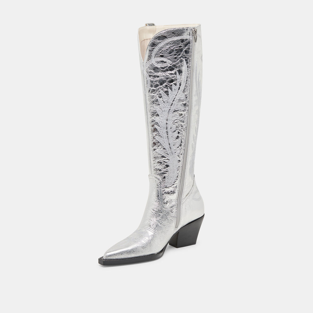 Ryatt Extra Wide Calf Silver Boots | Distressed Leather Boots
 – Dolce Vita | Dolce Vita