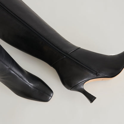 Gyra Wide Calf Black Leather Boots | Black Knee-High Wide Calf Boots
 – Dolce Vita | Dolce Vita