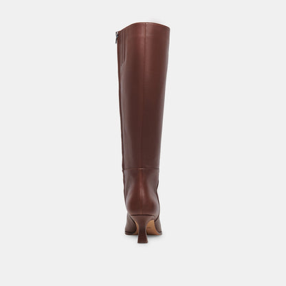Auggie Chocolate Leather Narrow Calf Boots | Dolce Vita
