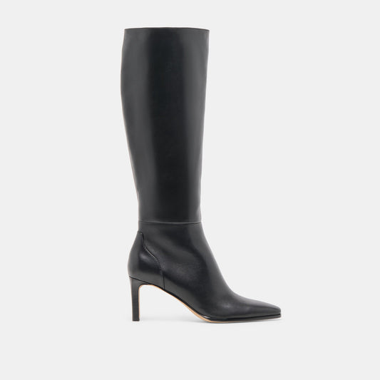 Emmi Black Leather Narrow Calf Boots | Dolce Vita