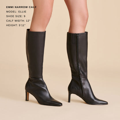 Emmi Black Leather Narrow Calf Boots | Dolce Vita