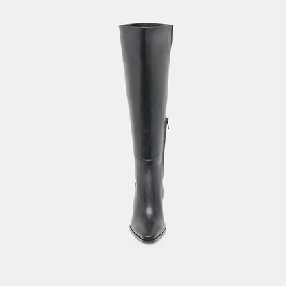 Emmi Black Leather Narrow Calf Boots | Dolce Vita