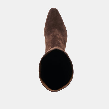 Emmi Narrow Calf Dk Brown Suede Boots | Dolce Vita
