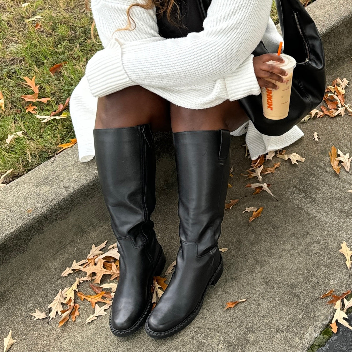 Glory H2O Waterproof Black Leather Wide Calf Boots | Dolce Vita