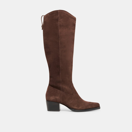 Virona H2O Waterproof Dk Brown Suede Wide Calf Boots | Dolce Vita