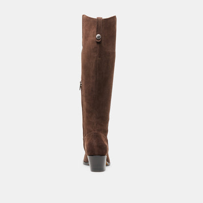 Virona H2O Waterproof Dk Brown Suede Wide Calf Boots | Dolce Vita