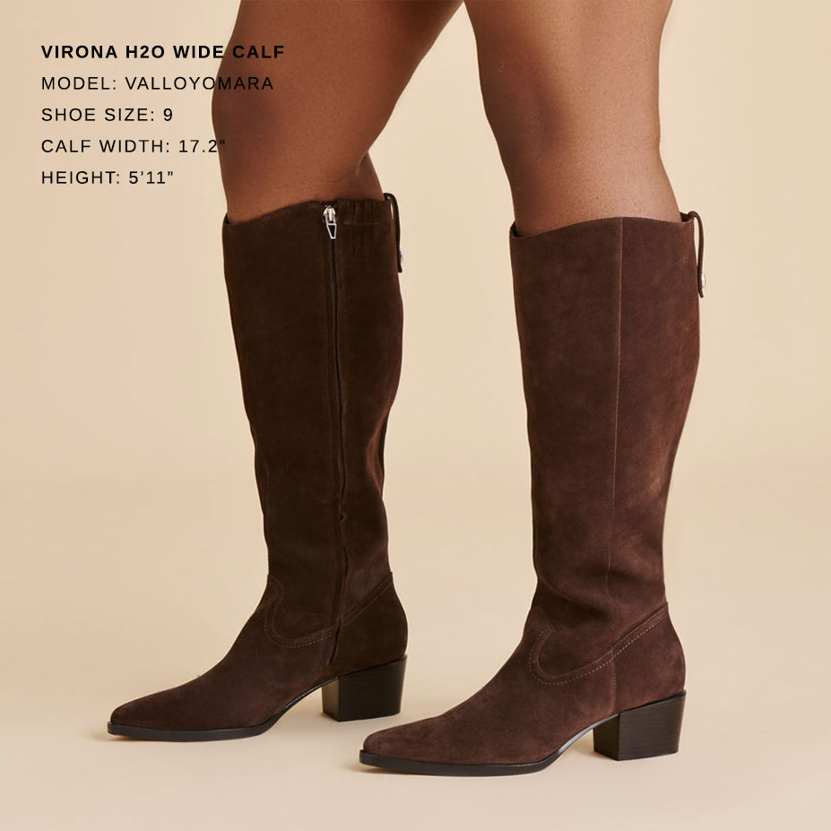 Virona H2O Waterproof Dk Brown Suede Wide Calf Boots | Dolce Vita