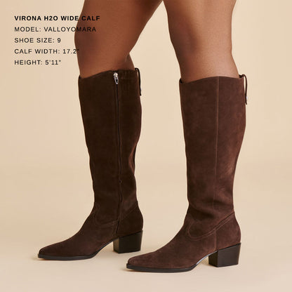 Virona H2O Waterproof Dk Brown Suede Wide Calf Boots | Dolce Vita
