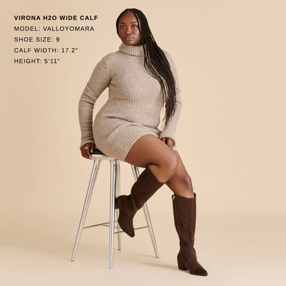Virona H2O Waterproof Dk Brown Suede Wide Calf Boots | Dolce Vita