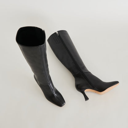 Gyra Wide Calf Black Leather Boots | Black Knee-High Wide Calf Boots
 – Dolce Vita | Dolce Vita