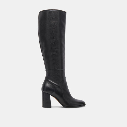 FYNN Wide Calf Boots Onyx Leather | Women's Onyx Knee-High Boots
 – Dolce Vita | Dolce Vita