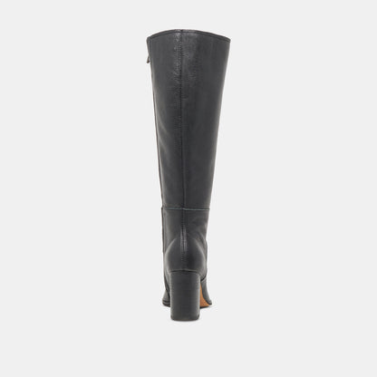 FYNN Wide Calf Boots Onyx Leather | Women's Onyx Knee-High Boots
 – Dolce Vita | Dolce Vita