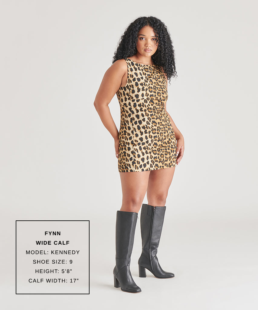 FYNN Wide Calf Boots Onyx Leather | Women's Onyx Knee-High Boots
 – Dolce Vita | Dolce Vita