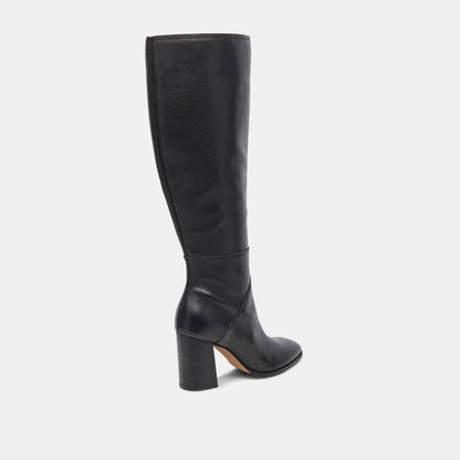 FYNN Wide Calf Boots Onyx Leather | Women's Onyx Knee-High Boots
 – Dolce Vita | Dolce Vita