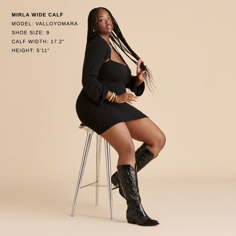 Mirla Black Leather Wide Calf Boots | Dolce Vita