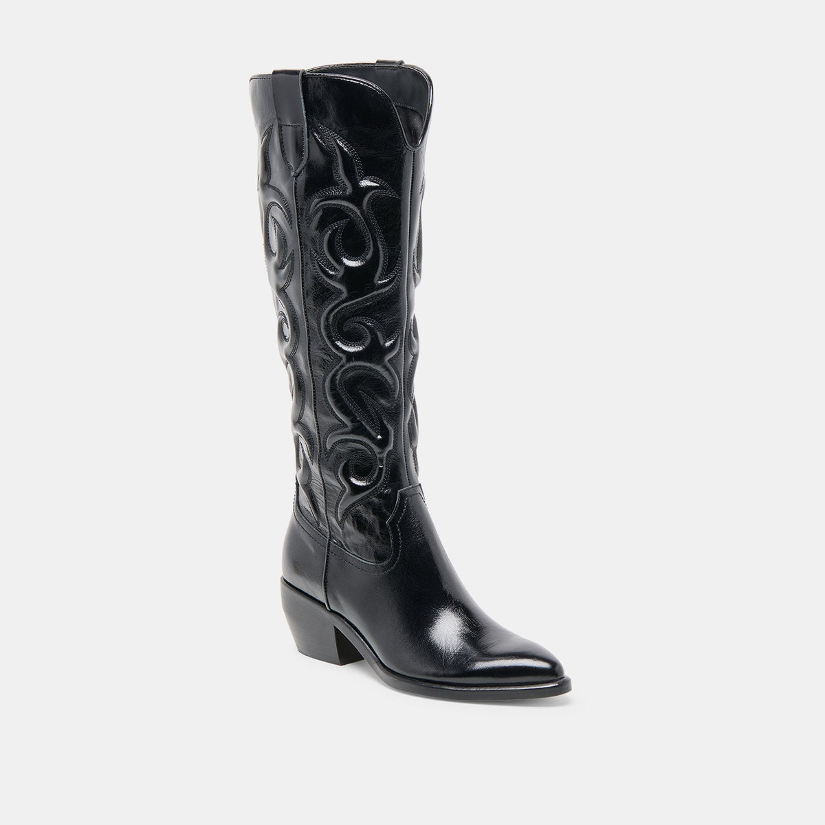 Mirla Black Leather Wide Calf Boots | Dolce Vita
