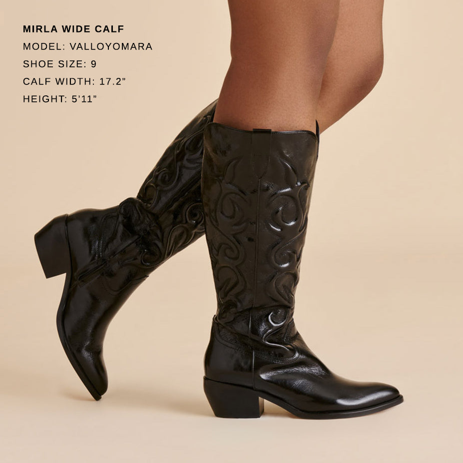Mirla Black Leather Wide Calf Boots | Dolce Vita