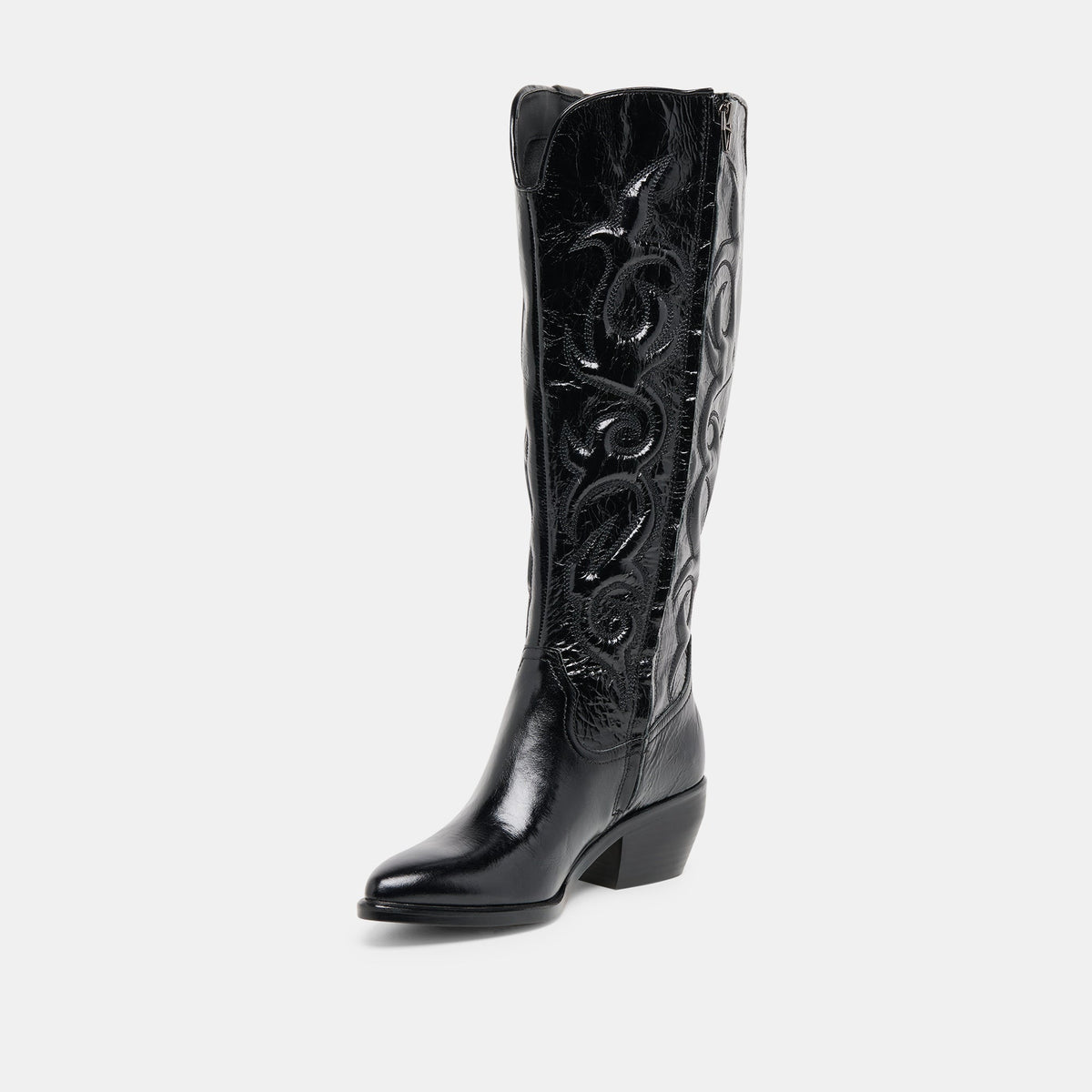 Mirla Black Leather Wide Calf Boots | Dolce Vita