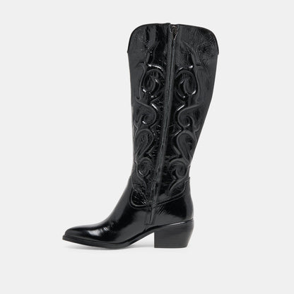 Mirla Black Leather Wide Calf Boots | Dolce Vita