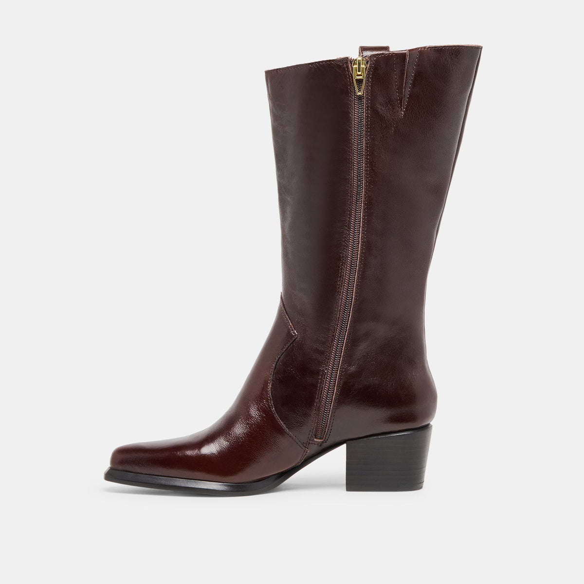 Vern Chocolate Leather Wide Calf Boots | Dolce Vita