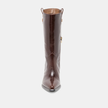 Vern Chocolate Leather Wide Calf Boots | Dolce Vita