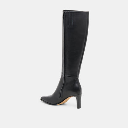 Emmi Black Leather Wide Calf Boots | Dolce Vita