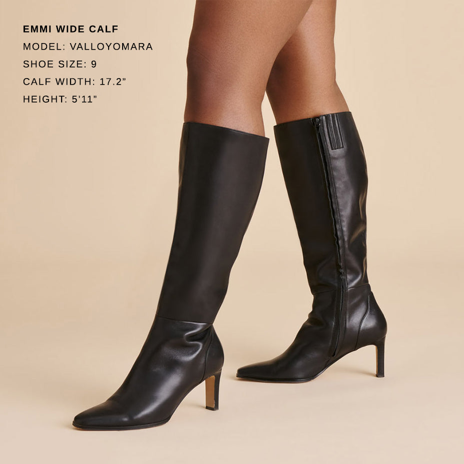 Emmi Black Leather Wide Calf Boots | Dolce Vita
