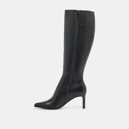 Emmi Black Leather Wide Calf Boots | Dolce Vita