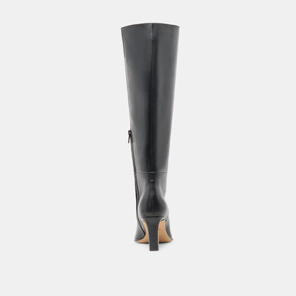 Emmi Black Leather Wide Calf Boots | Dolce Vita
