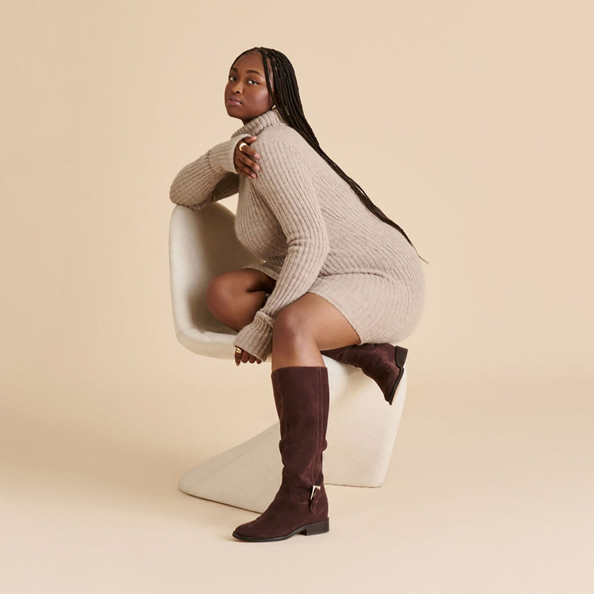 Kilian H2O Waterproof Mahogany Suede Wide Calf Boots | Dolce Vita
