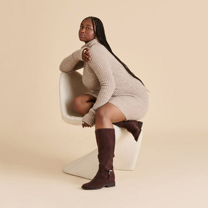 Kilian H2O Waterproof Mahogany Suede Wide Calf Boots | Dolce Vita