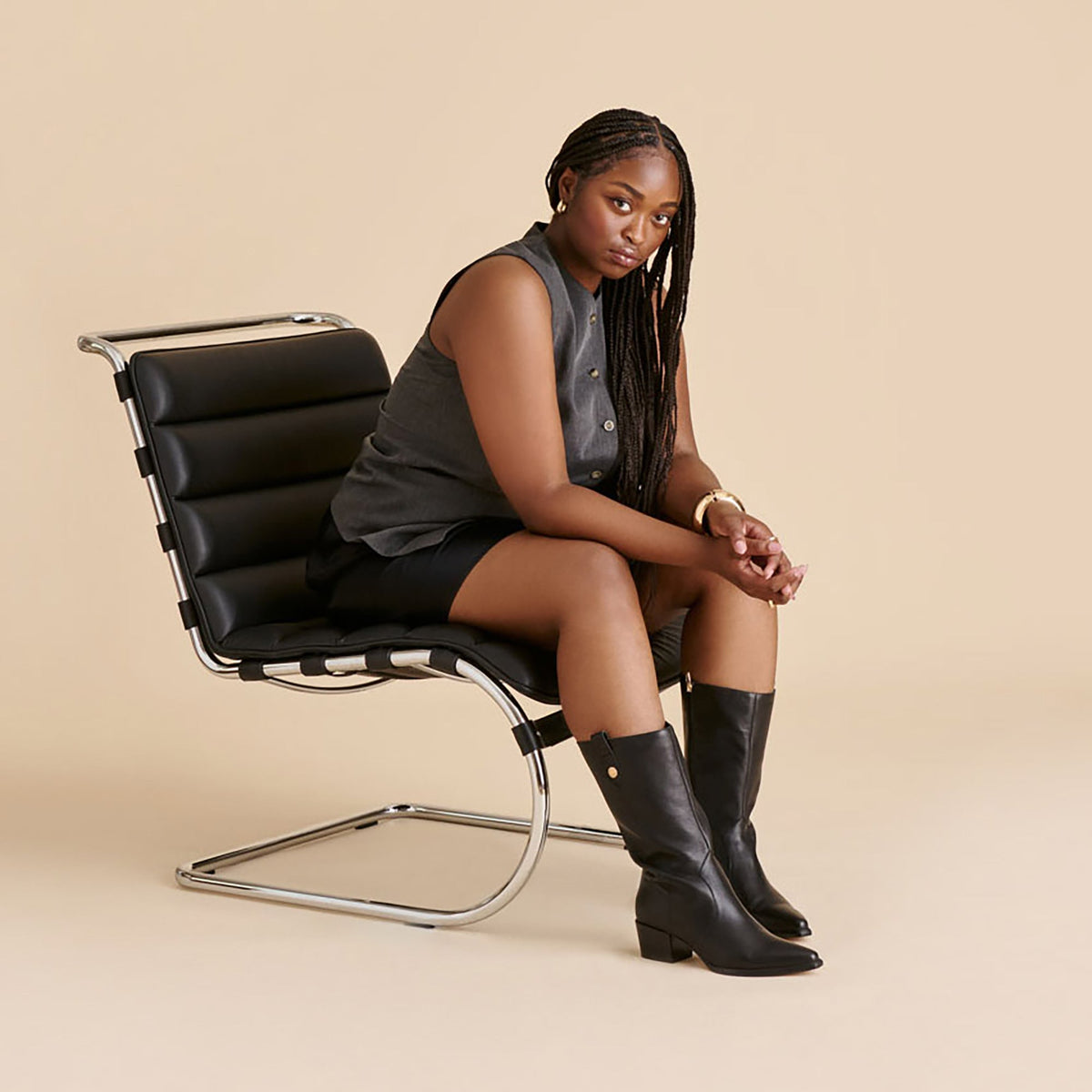 Vern Black Leather Wide Calf Boots | Dolce Vita