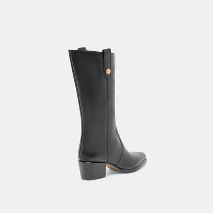 Vern Black Leather Wide Calf Boots | Dolce Vita